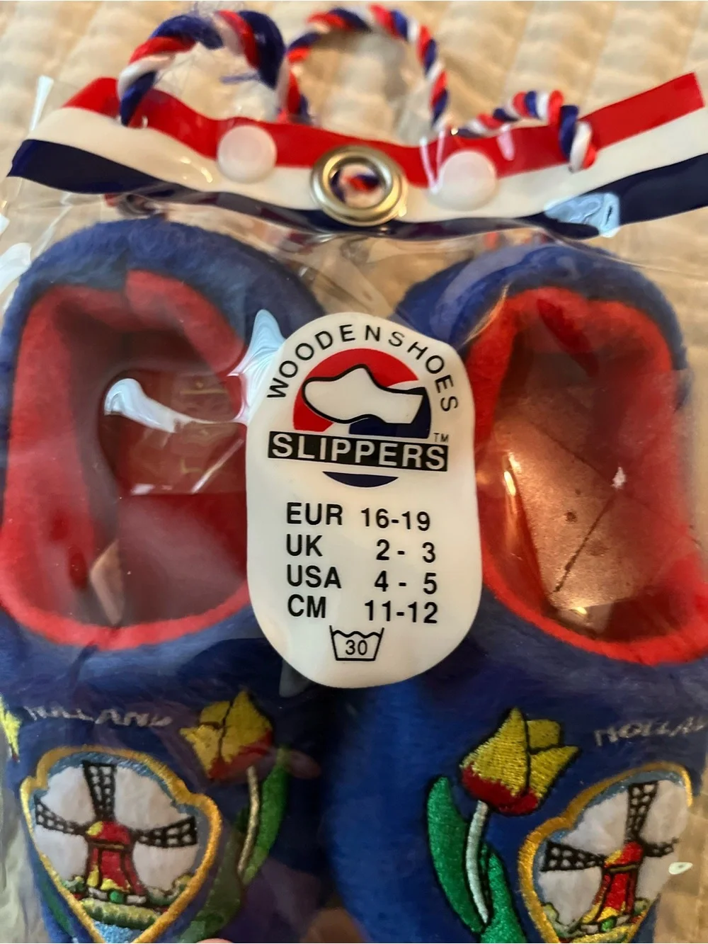 Kids Blue Holland Tulip Windmill Slippers